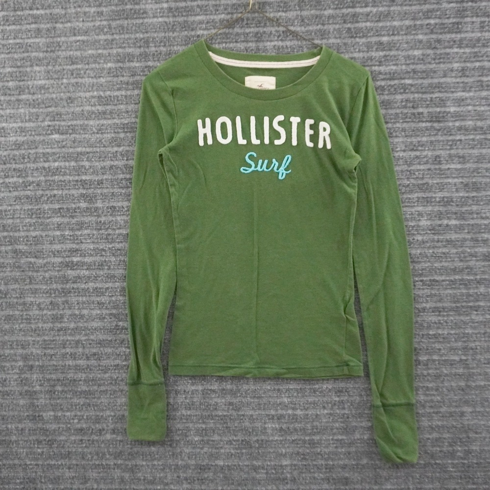 Vintage Y2K Hollister Long Sleeve Shirt Womens XS Surf Chenille Graphic Tee